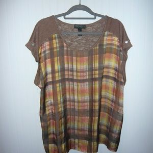 Forever 21 Plus Sizes Brown Plaid Blouse